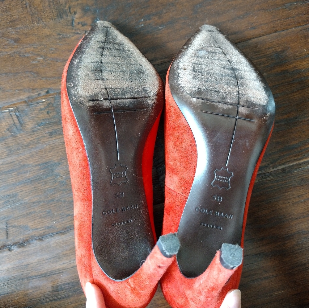 Cole Haan Red Suede Heels - Picture 9 of 10